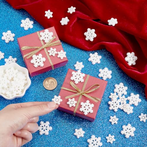 SUNNYCLUE 80Pcs 3 Styles Snowflake Cabochon Bulk Christmas Resin Cabochons White Winter Xmas Mini Snow Shape Flatback Resin Charm for Scrapbooking Embellishment Decoration DIY Craft Art jewellery - Image 3