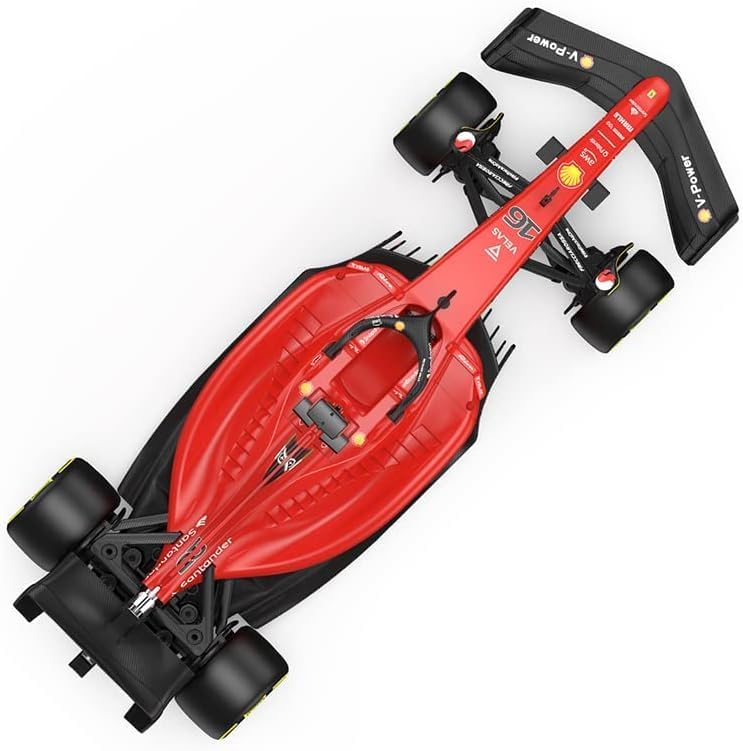 Top-down view of the RASTAR R/C 1:18 Ferrari F1-75 vehicle, showing its sleek design.