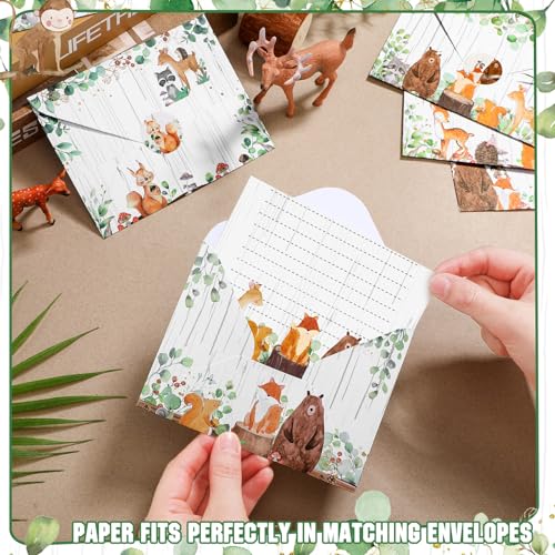 Image of TaoBary 160 Pcs Woodland Animal Stationery Paper and Envelopes Set
