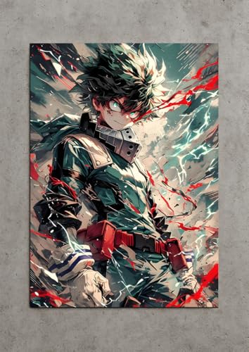 Image of NIJUKA Anime Printed A4 Size Metal sheet Poster For Home And Room Decoration | For Anime Art Fans Boys And Girls (Deku Varish Of OFA)