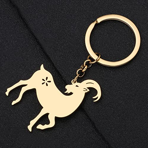 WEVENI Stainless Steel Goat Keyring Key Chain Rings Purse Bag Charms for Women Girls3