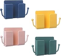 Vista 1 de 4Pcs Wall Mount Phone Holder Adhesive Wall Phone Mount Charging Stand and Remote Control Stand Multipurpose Socket Pocket Universal Deck Storage Box