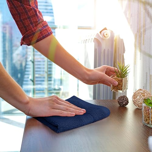 Image of Utopia Towels 12 Pack Premium Wash Cloths Set, 12 by 12 Inches, 100% Cotton Ring Spun, Highly Absorbent and Soft Feel Essential Washcloths for Bathroom, Spa, Gym, and Face, Navy Blue