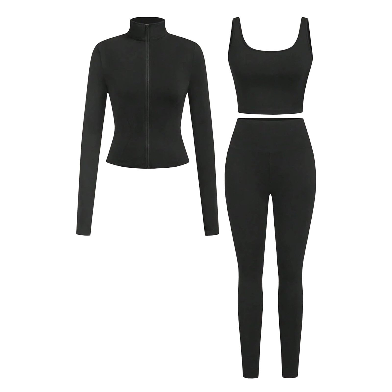 sportivo a maniche lunghe con giacca, canotta pantaloni, ideale per yoga attività fisica casual confortevole.