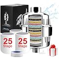 Aettechgd Shower Filter, 25 Stage Shower Head Filter for Hard Water, Latest Advanced Shower Head Filters, with 3 Filter Cartridges, for Removing Chemicals, Chlorine, Pesticides and More?Chrome?