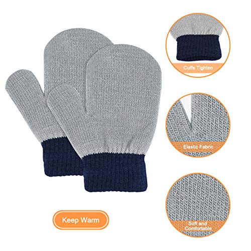 MENOLY 4 Pairs Toddler Magic Stretch Mittens Winter Warm Kids Knit Gloves for Little Girls Boys 4 colors