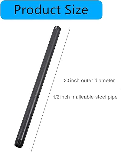 Vista 20 de Accesorios de pezones de acero maleable negro de 1 x 18 pulgadas, pezones de tubo roscados de 1 pulgada, estilo vintage industrial Steampunk DIY