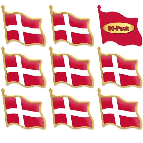 Image of 12 /24 /50 /100Pcs Official Denmark Flag Pins Bulk - Metal Danish Dane National Lapel Pin