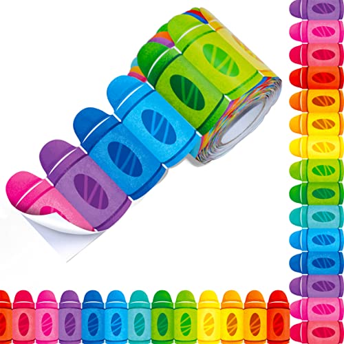 Image of ERKE 60 Feet Bulletin Board Borders, Self Adhesive Crayon Die-Cut Rolled Border Trim Colorful Decoration with Strong & Permanent Adhesive for School, Classroom Offices Wall, Desks, Windows