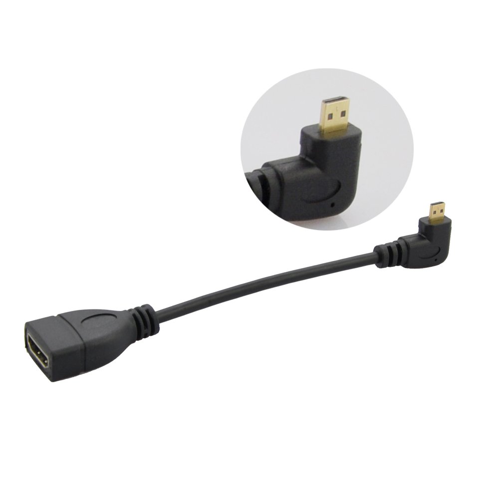 Seadream Angled Micro HDMI to HDMI Adapter Cable 6" 15CM 90 Degree Micro HDMI Left-Toward Male to HDMI Female Cable Adapter Connector (Left-Towardl)