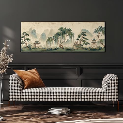 Toile murale chinoise grand format pour salon de thé zen