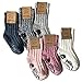 your+ ABS Kinder Norwegersocken - 3er Pack warme Wintersocken Haussocken 40% Wolle naturwarm und flauschig, Weiß-Pink, 27-30