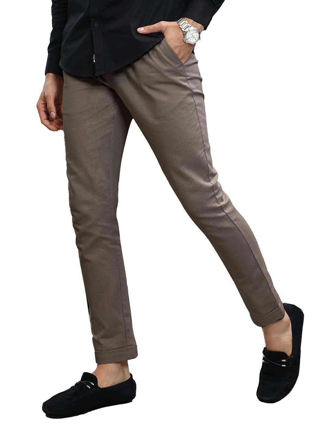 Men And Boys Loose Mid Rise Teak Solid Cotton Pants-image-32