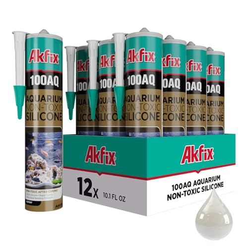 Image of Akfix 100AQ Aquarium Sealant Clear (12x10.1 fl. oz.) - 100% Waterproof, Fish-Safe, High-Speed Curing and Strong Adhesion, Non-Toxic Glass Adhesive for Aquarium Repair | Clear, 12 Pack