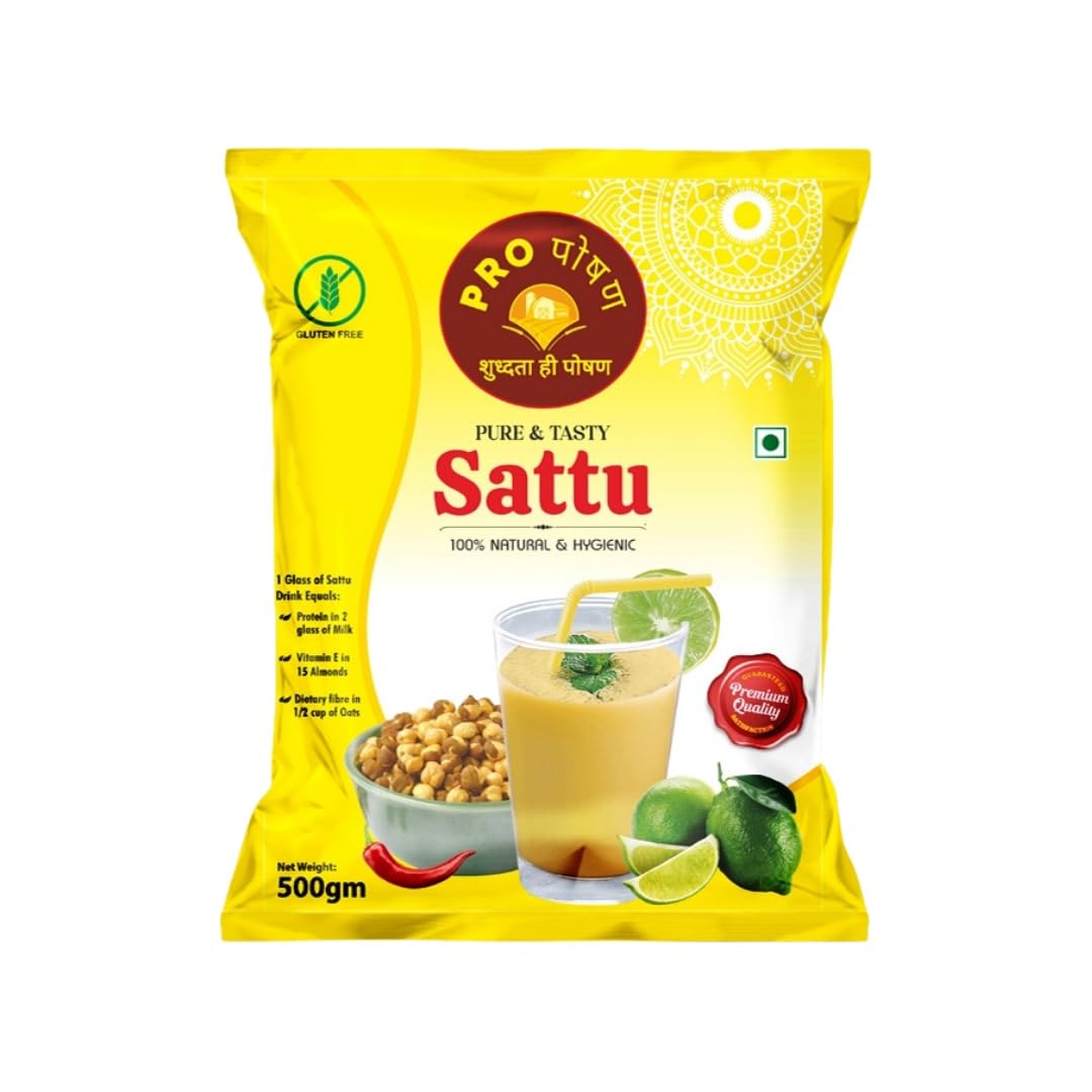Pro Poshan Sattu, Natural Roasted Chana Protein Drink Powder, Gluten-Free,  (500gm (Pack of1)) : Amazon.in: Grocery & Gourmet Foods