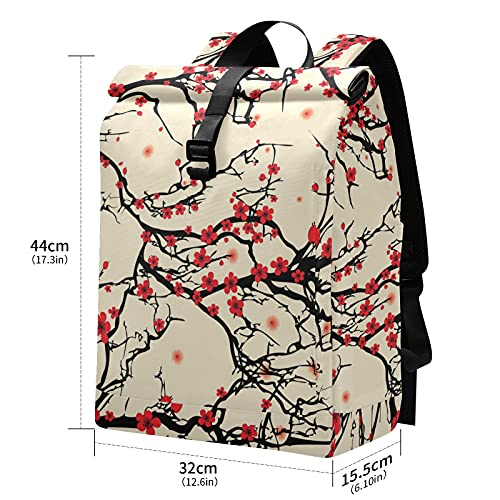 ALAZA Japanese Cherry Blossom Sakura Vintage Large Laptop Backpack Purse for Women Men Waterproof Anti Theft Roll Top Backpack, 13-17.3 inch3