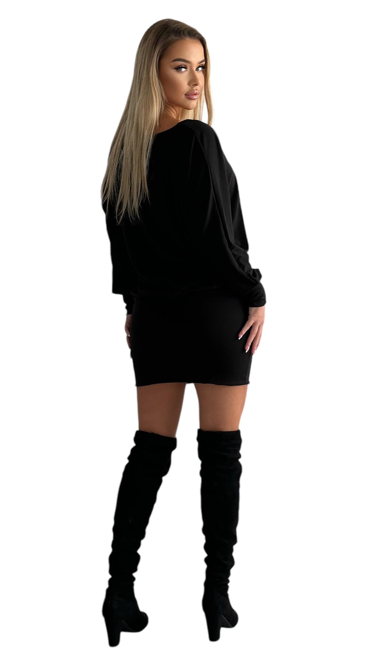Mississhop Damen Minikleid festlich Glitzer Kleid Pulli Tunika S M L XL XXL