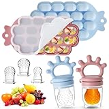 Chupon para Fruta, Chupete Complementario para Bebé 0 a 6 Meses, Bandejas Congeladoras para Comida de Bebé, Mordedor de...