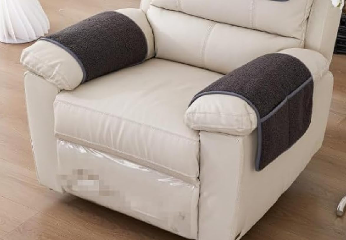 Yogsey 2pcs/Set Sofa Arm Covers Sofa Headrest Cover Soft Polyester Recliner Headrest Protector Wear Resistant Recliner Headrest Cover Anti-Fade Sofa (Dark Grey)