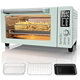 Nuwave Bravo Pro Smart 21QT Toaster Oven Air Fryer Combo, Convection Oven Countertop, 10 functions all in 1, with even & quick crisp technology, 50-450°F, 1800W, Mint Green