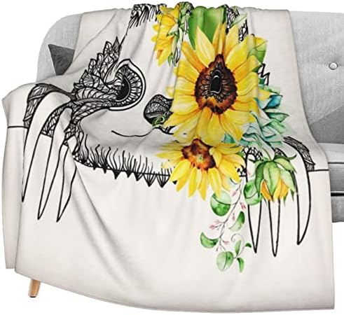 Delerain Sloth Sunflower Soft Throw Blanket 40"x50" Lightweight Flannel Fleece Blanket for Couch Bed Sofa Travelling Camping for Kids Adults