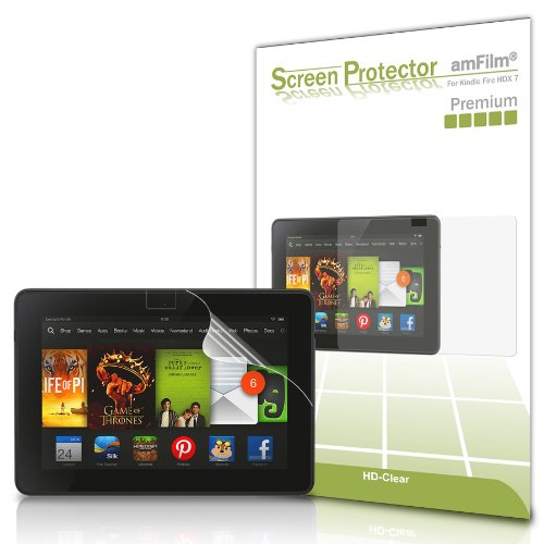 amFilm Kindle Fire HDX 7 Screen Protector, Premium HD Clear (Invisible) Screen Protector for Kindle Fire HDX 7-inch with (2-Pack) [in Retail Packaging]