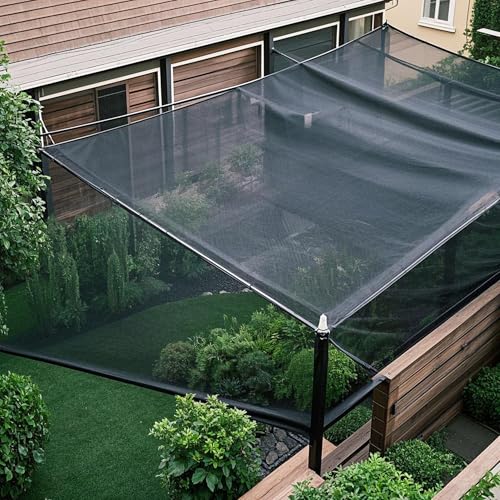 Image of winemana 70% Black Shade Cloth, 3.3 x 13.3 FT Mesh Tarp for Garden Greenhouse Patio, Plants Heat Protection, Outdoor Sun Shade Cover, Resistant Netting Screen with Grommets for Growing Chicken Coop