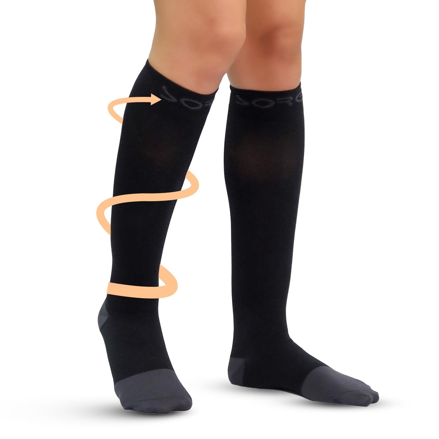 Copper Infused Compression Socks 18-23 mm Hg – Graduated Support for Improved Circulation, All-Day Comfort, Ideal for Travel & Daily Wear – Black