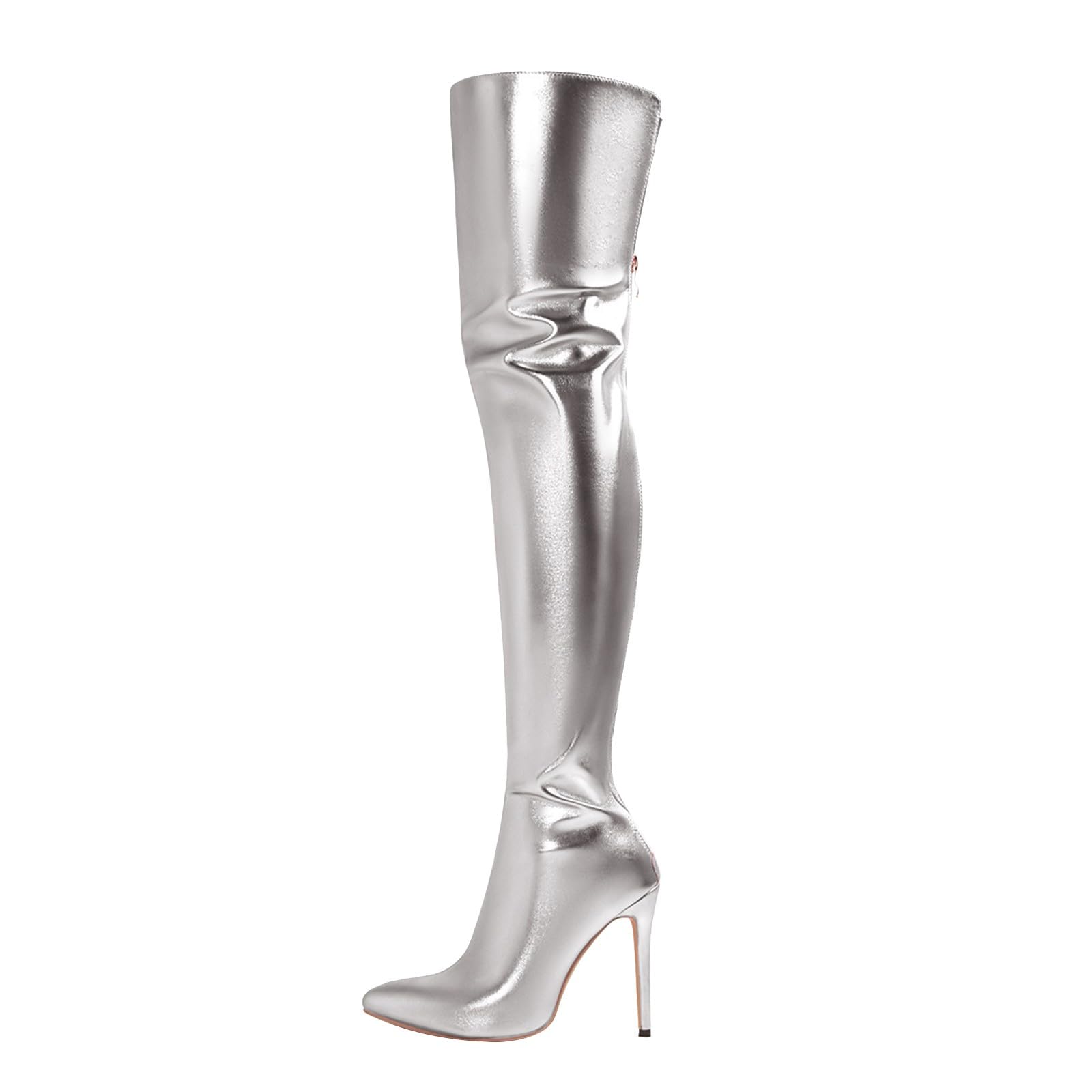 Botas de mujer con puntera ancha, botas altas por encima de la rodilla duraderas con suela interior, botas de mujer con tacón antideslizante, botas de montar para mujer, moda de invierno y