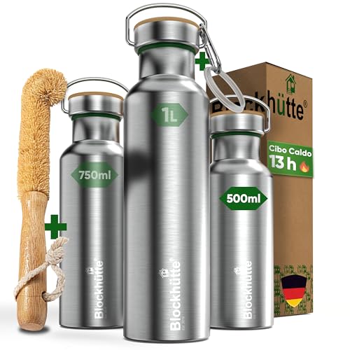 Blockhütte Borraccia Termica 500 ml Acciaio Inox I Thermos per Bevande Calde fino a 13 ore I Bottiglia Termica a prova di perdite I Borraccia Acciaio Acqua Palestra, lavabile in lavastoviglie