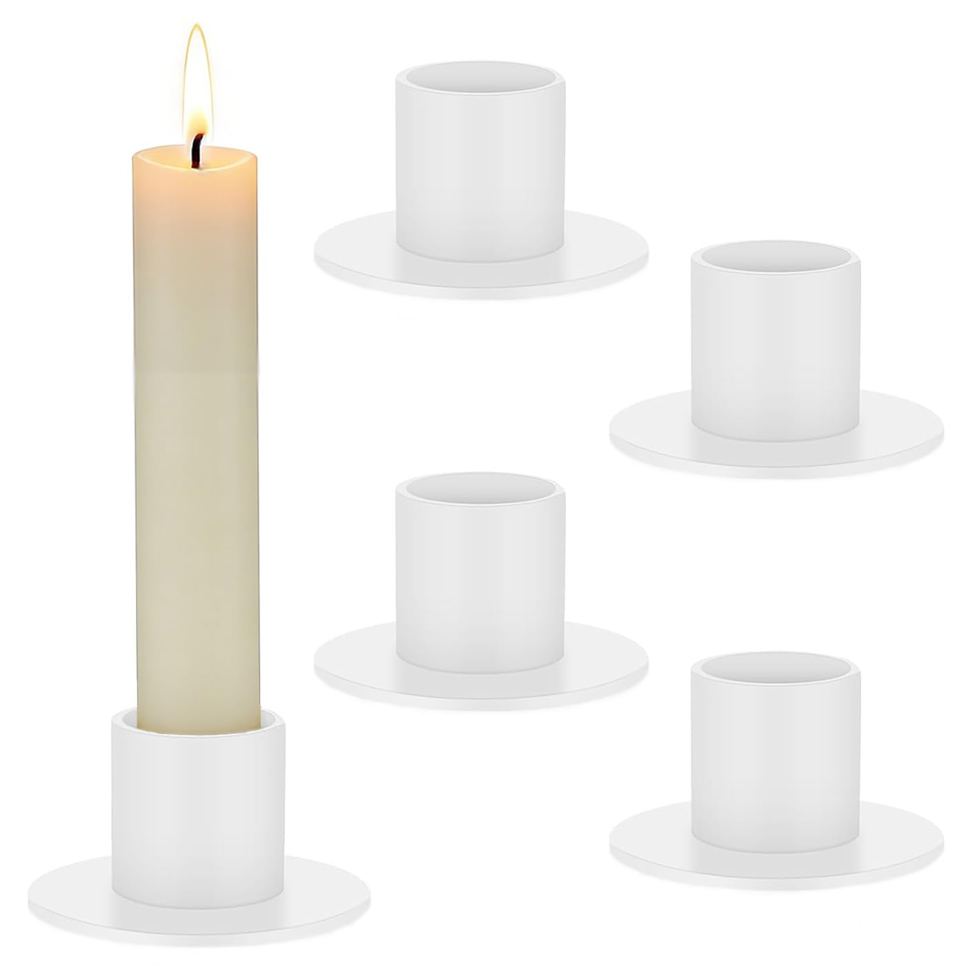 Filltown Iron Candle Holders Set of 4, Vintage Taper candle sticks holder, White Candlestick Holders for Christmas Party Wedding Table Decoration
