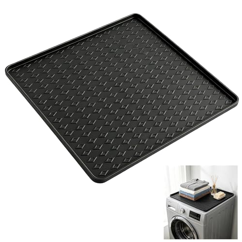 Image of 23.6 inchx23.6 inch Non-Slip Silicone Mat with Raised Edges for Washer, Leak-Proof Drip Tray, Fridge Mats & Water Cooler Mat, Under Sink Appliance Mat for Home Improvement & Kitchen(Black)
