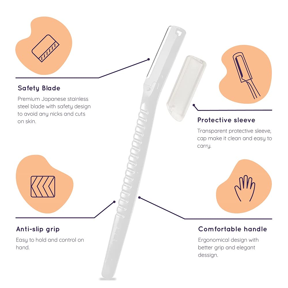 Sanfe Glide Reusable Face & Eyebrow Razor For Women | For Safe & Painfree Facial Hair Removal - Pack of 1 (3pcs) | Razor for Face, Eyebrows, Upper Lips, Chin, Side Locks, Forehead | For Soft Hair 1