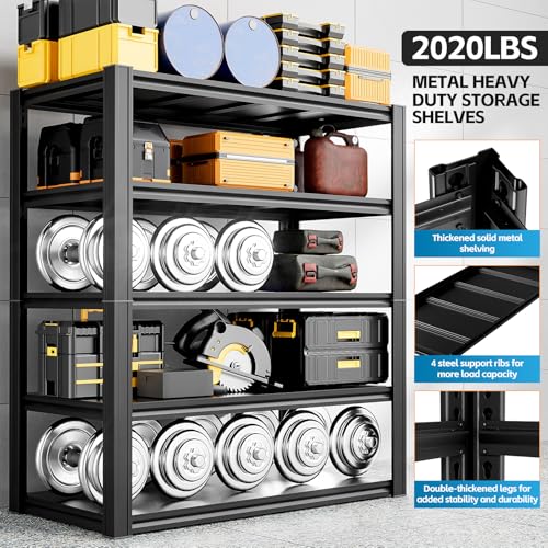 Image of 5-Tier 40 inch W x 18 inch D x 72 inch H Garage Storage Shelves Metal Shelf 2020LBS Garage Shelving Heavy Duty Adjustable Utility Rack Estantes para (Black)