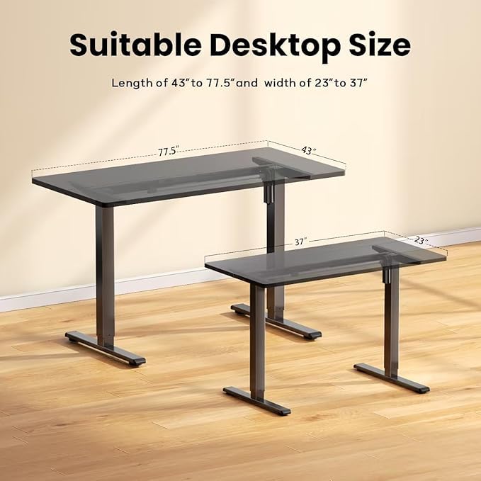 Image of Audiovan Home /Office Height Adjustable Electric Table Frame | Dual Motor| 120KG Wt. Capacity with 3 Memory Presets | Electric Sit Stand Desk Frame Only (Black 47 inch-28 inch) (Black, Dual Motor)