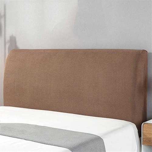 Image of HOMETHREADS Stretchable Lycra /Velvet Headboard Cover | Soft, Dust-Proof & Wrinkle-Resistant Bed Back Protector | Fits Leather, Wooden & Fabric Bedsides | for 5ft to 6.5ft Beds | (Brown, 150x65cm)