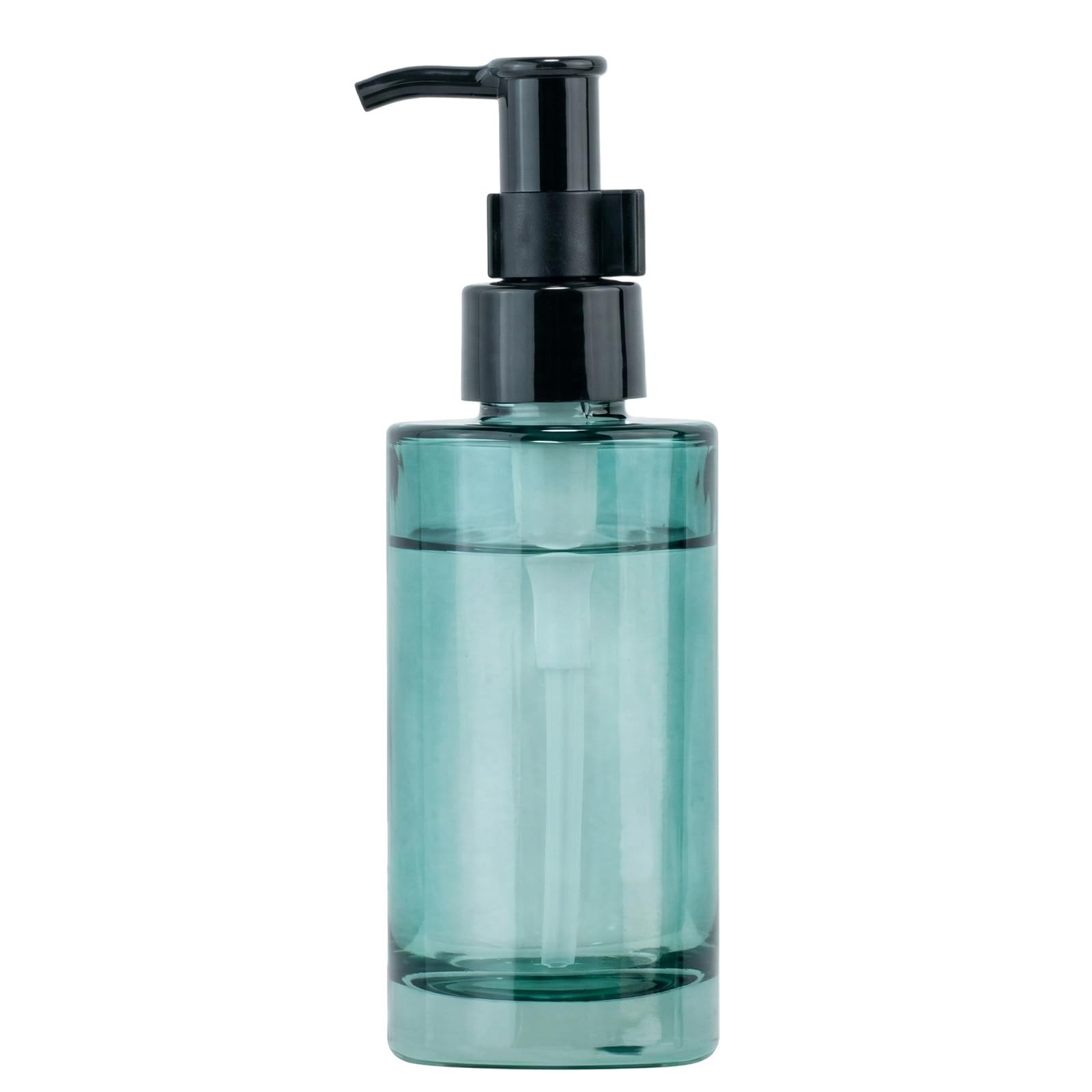 Flacone vuoto in vetro da 100 ml, ricaricabile, con pompa nera, dispenser per cosmetici, creme, lozioni, per oli essenziali, emulsioni, essenze, bottiglie da viaggio (blu)