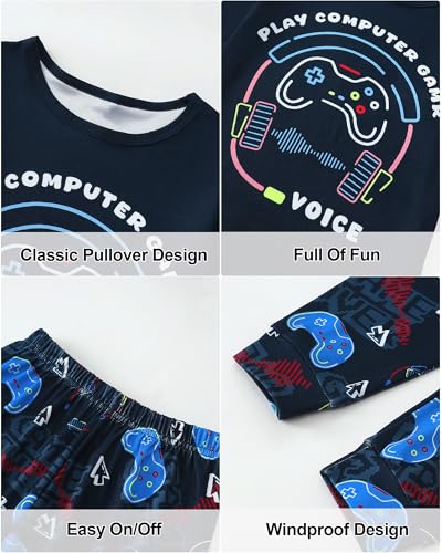 Mikrdoo Boys Pajamas Set for Kids 2 Piece Long Sleeve Soft Cozy Sleepwear Stretch Fashion Pjs for Big Boys Size 6-16 Years3