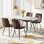 White Marble Effect Table + Set of 4 Brown Tech Fabric Chairs