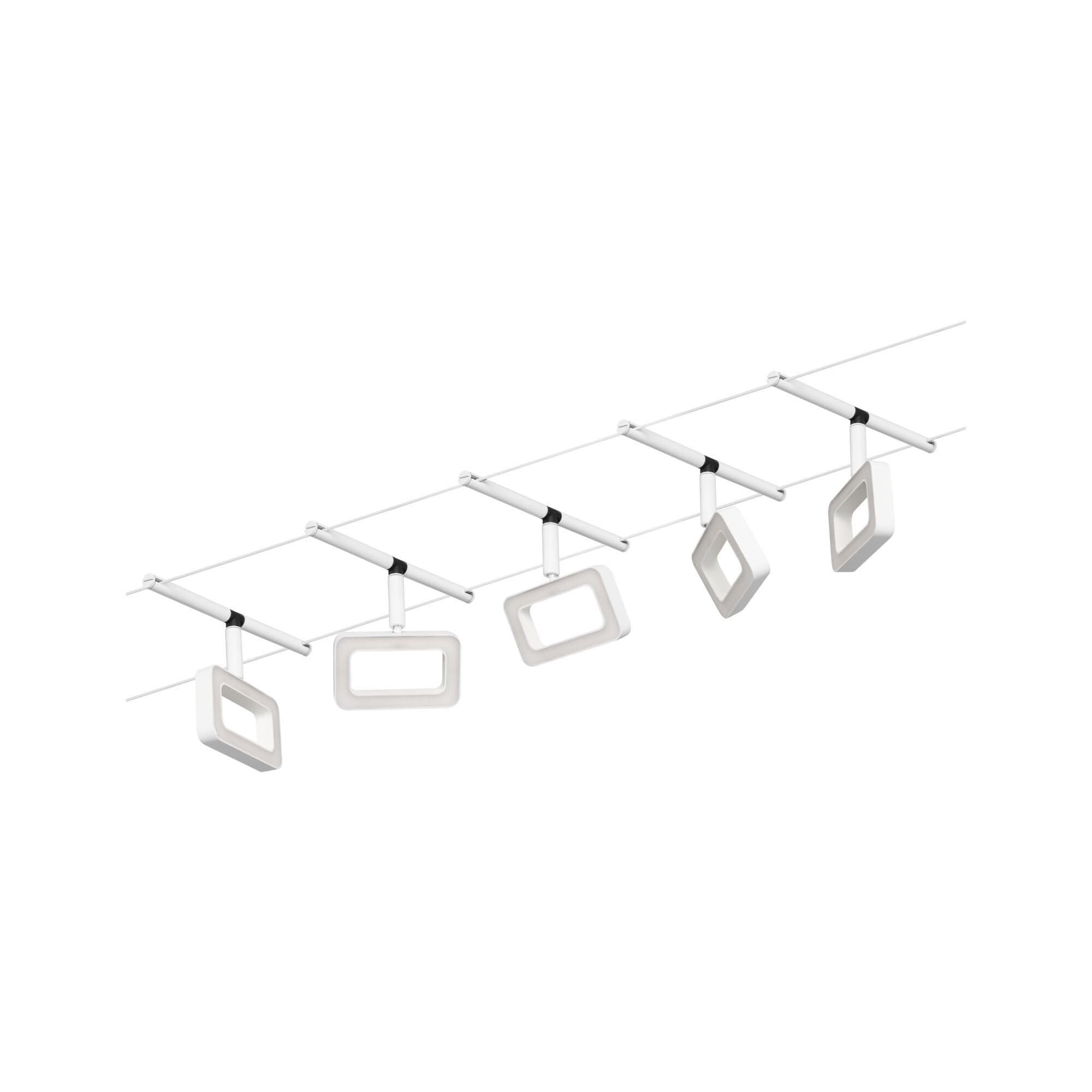 Paulmann 94483 LED Seilsytem Frame Basisset 5x400lm incl. 5x4,8 W Warmweiß Weiß matt, Chrom Kunststoff, Metall Beleuchtungssystem 3000 K