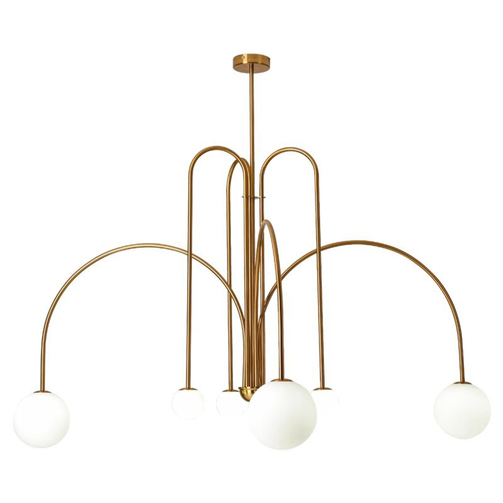 6-lekki Cząsteczka żyrandol Nordycki Nowoczesny Szklana Kula Lampa Wisząca Regulowana Metalowa Oprawy Oświetleniowe Wiszące Do Salonu Sypialni(5W*6,Gold)