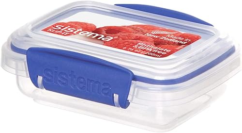 Miniatura 13 de Sistema KLIP IT Rectangular Collection Recipiente de almacenamiento de alimentos, 33.8 onzas/1.0 L, transparente/azul, 3 unidades
