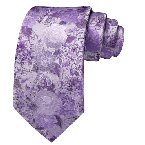 Image of Barry.Wang Flower Ties for Men Handkerchief Cufflinks Set Wedding Necktie Set Party