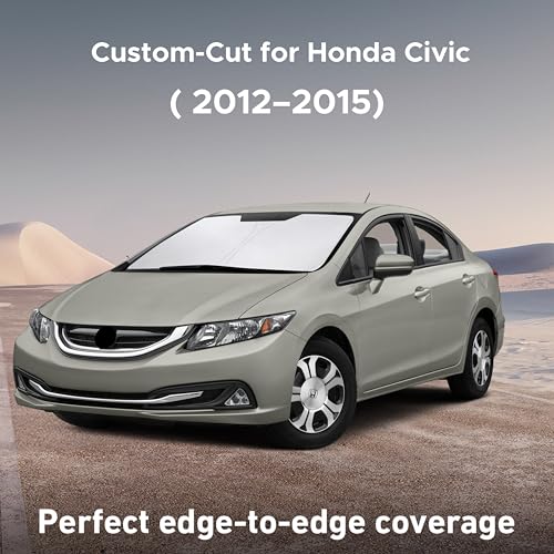 Image of EcoNour Windshield Sunshade Compatible for Honda Civic 2012-2013 2014 2015, Sun Visor for Front Windshield & Window Sunshade Cover, UV Heat Blocker & Protector, Car Accessories