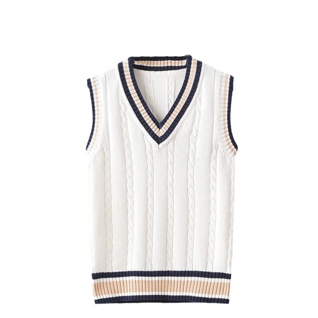 Pull sans manches en tricot épais à col en V pour homme