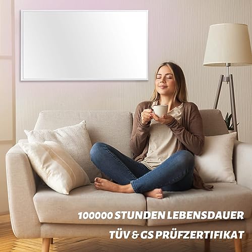 Coldfighting Infrarotheizung,Infrarot Elektroheizung mit Doppelter üBerhitzungsschutz, Weiß Wandmontage Elektro HeizköRper Heizpaneel (720W)