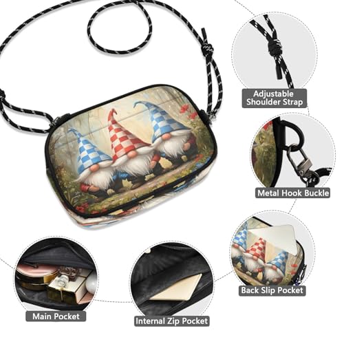 STAYTOP Three Cute Gnomes Small Crossbody Bag Cellphone Purse Wallet for Women & Men,Mini Travel Purse-Three Cute Gnomes4