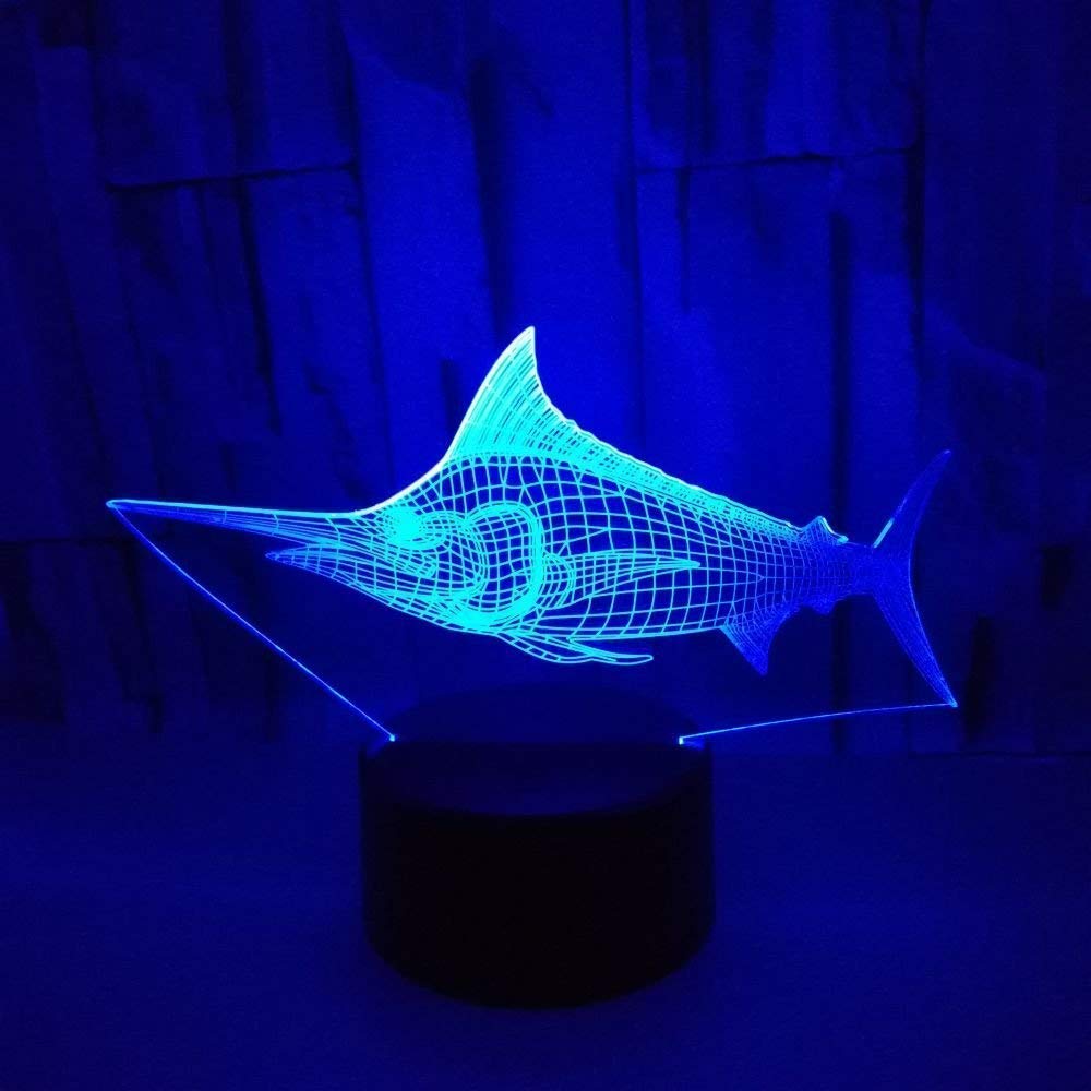 YTDZLTD 3D Requin Nuit Lampe 16 Couleurs Changeantes Puissance USB