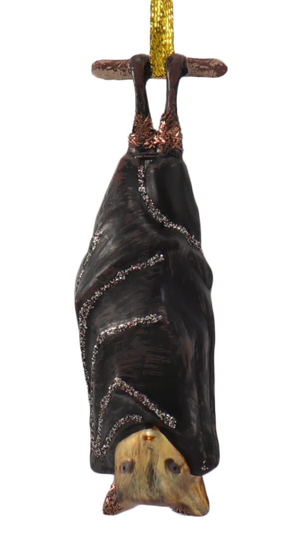 Cody Foster & Co. Gold,Black Hanging Upside Down Halloween Black Bat Christmas Ornament