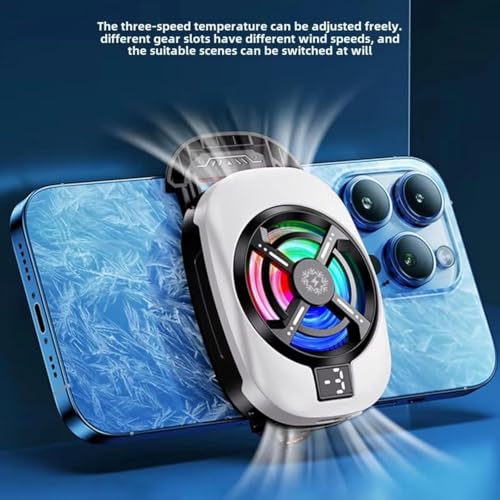 Image of PROXN Instant Mobile Cooler with 1 /4 inch Screw Hole, Mobile Cooler with 3 Cooling Modes, LCD Display, RGB Light, Semiconductor Technology Instant Gaming Cooling Fan for iOS and Android Phones (TL-16)